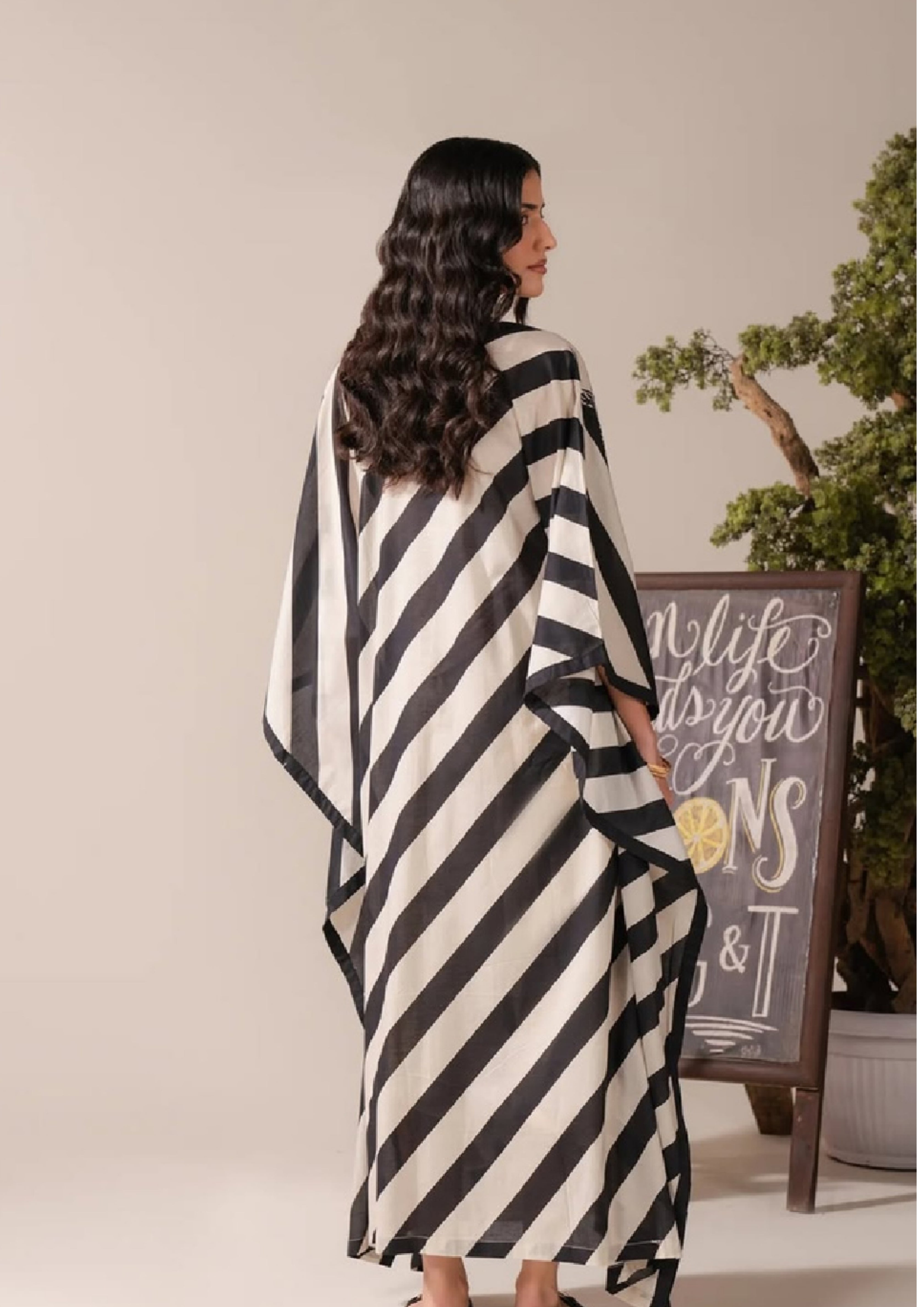 Sia: 2-Piece Tropical Striped Kaftan