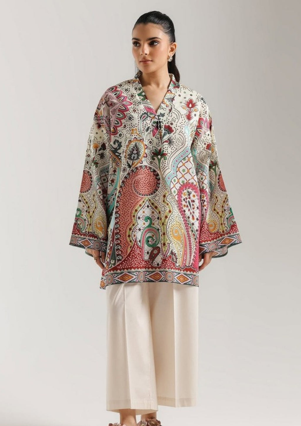 Parizel: 2-Piece Printed Farshi Suit
