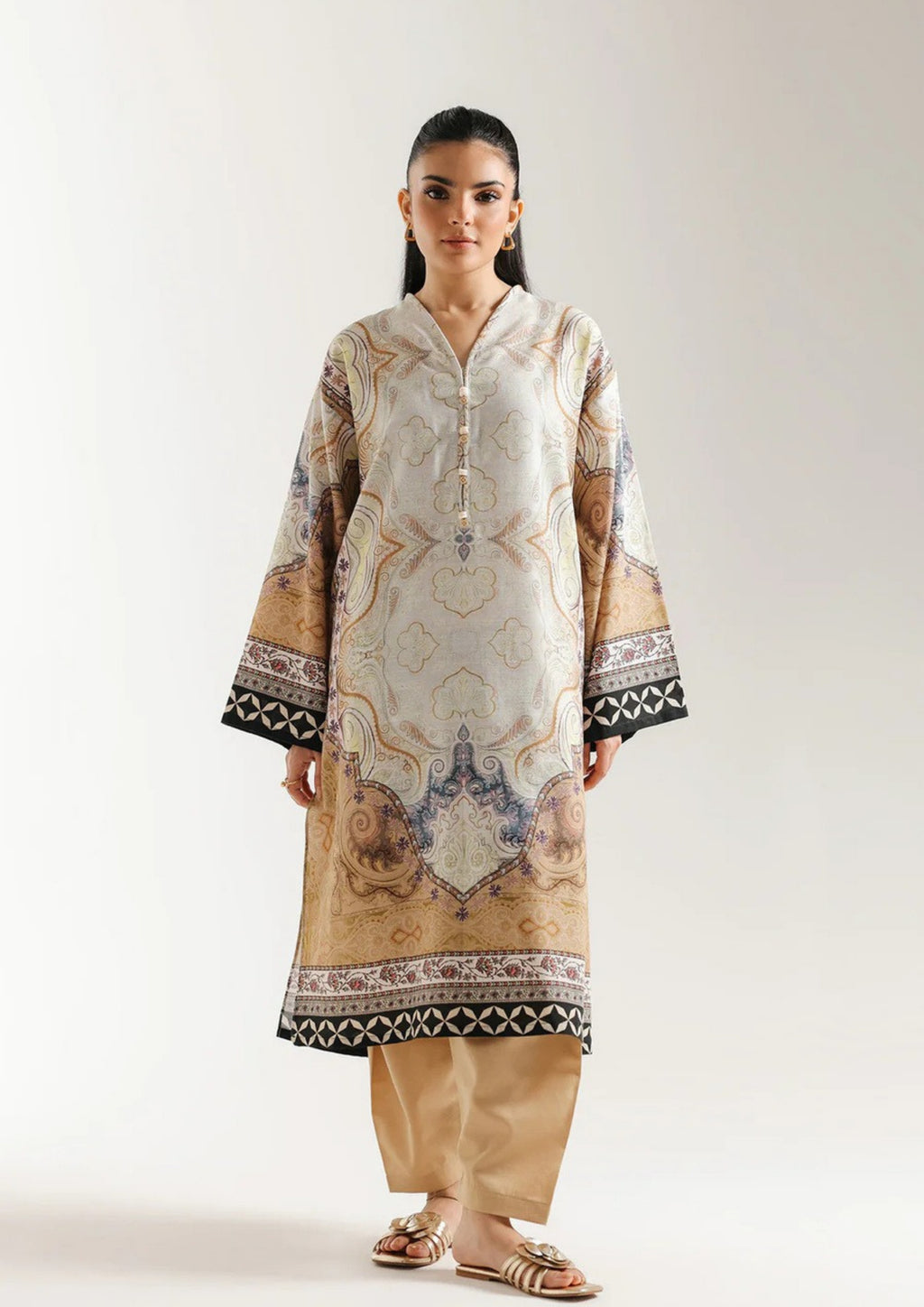 Elara: 2-Piece Printed Long Shirt Set
