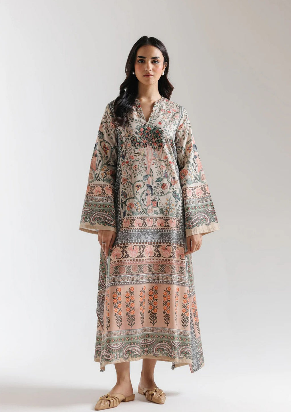 Mehrin: 2-Piece Printed Long Shirt Set