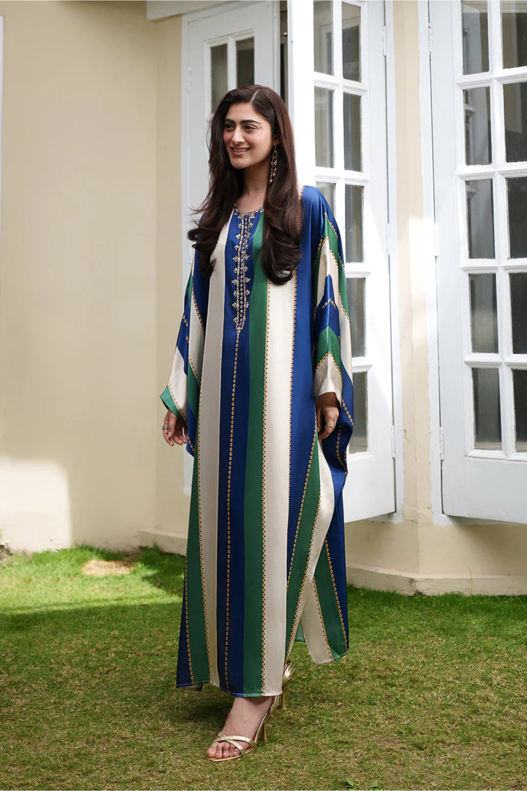 Raqs-e-Neelam – Luxury Printed Lawn Kaftan