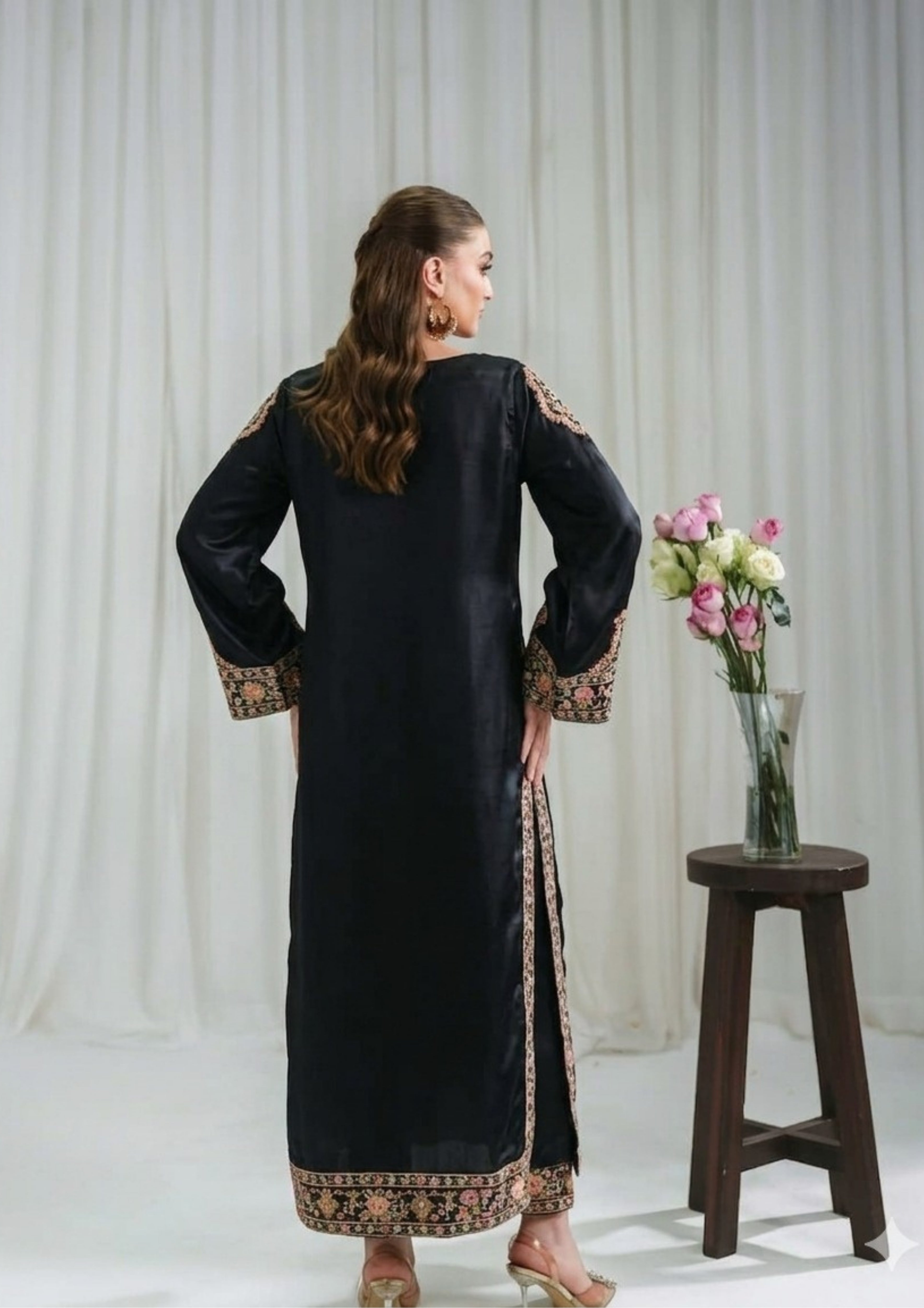 Meherbano: 2-Piece Printed Set / BLACK