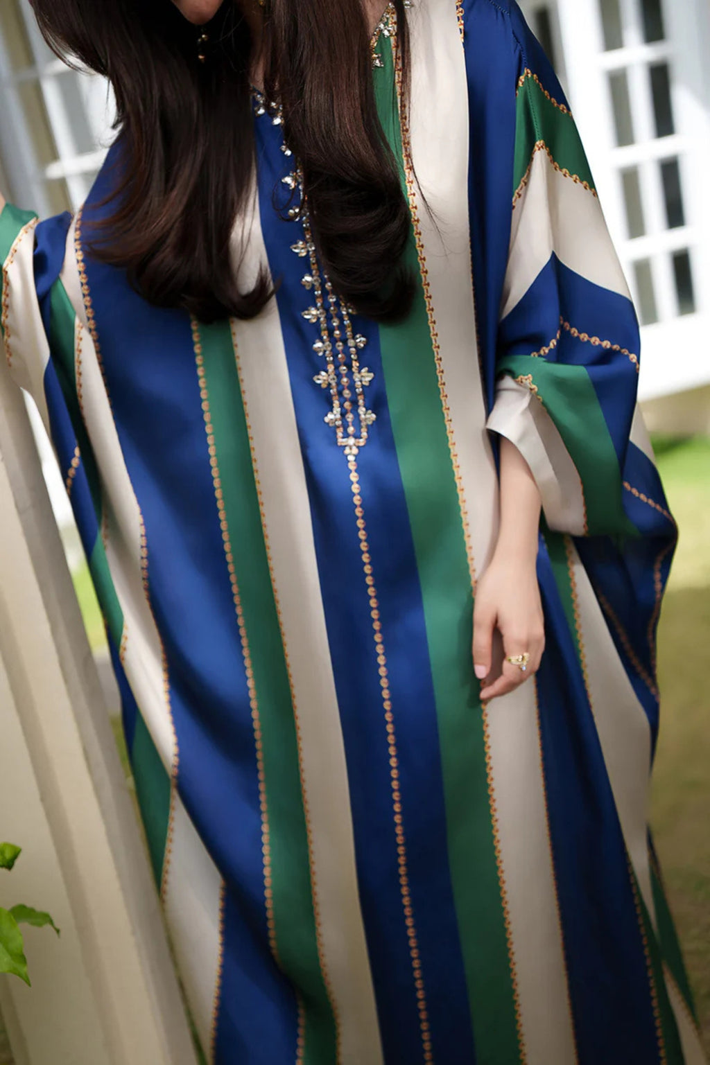 Raqs-e-Neelam – Luxury Printed Lawn Kaftan