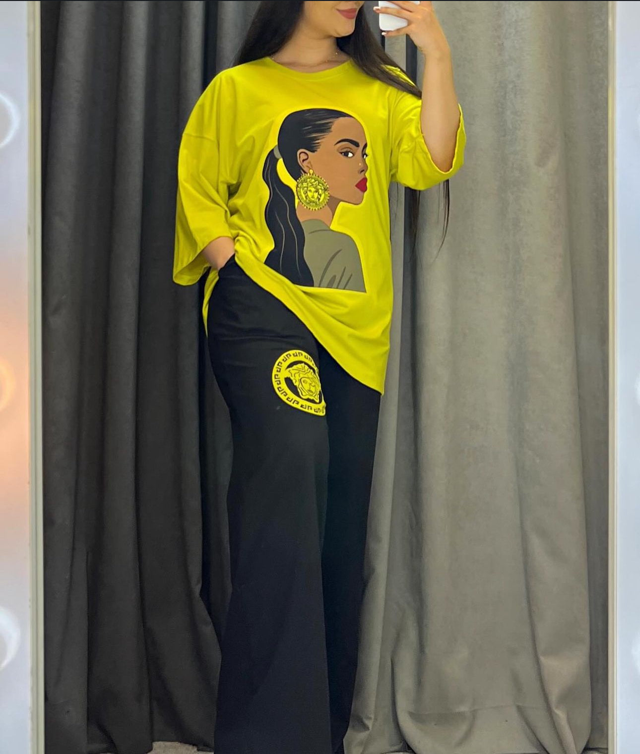 ZCC-15  Printed Drop-Shoulder Tee Trousers