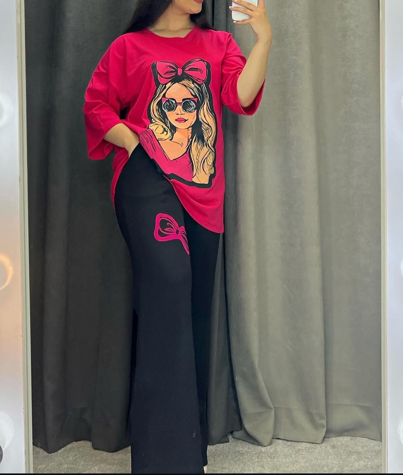 ZCC-15  Printed Drop-Shoulder Tee Trousers
