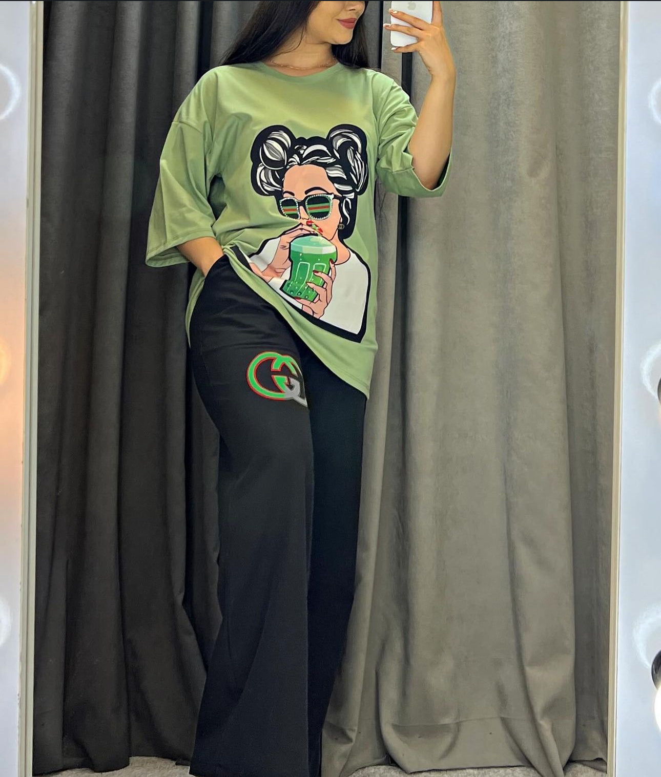 ZCC-15  Printed Drop-Shoulder Tee Trousers