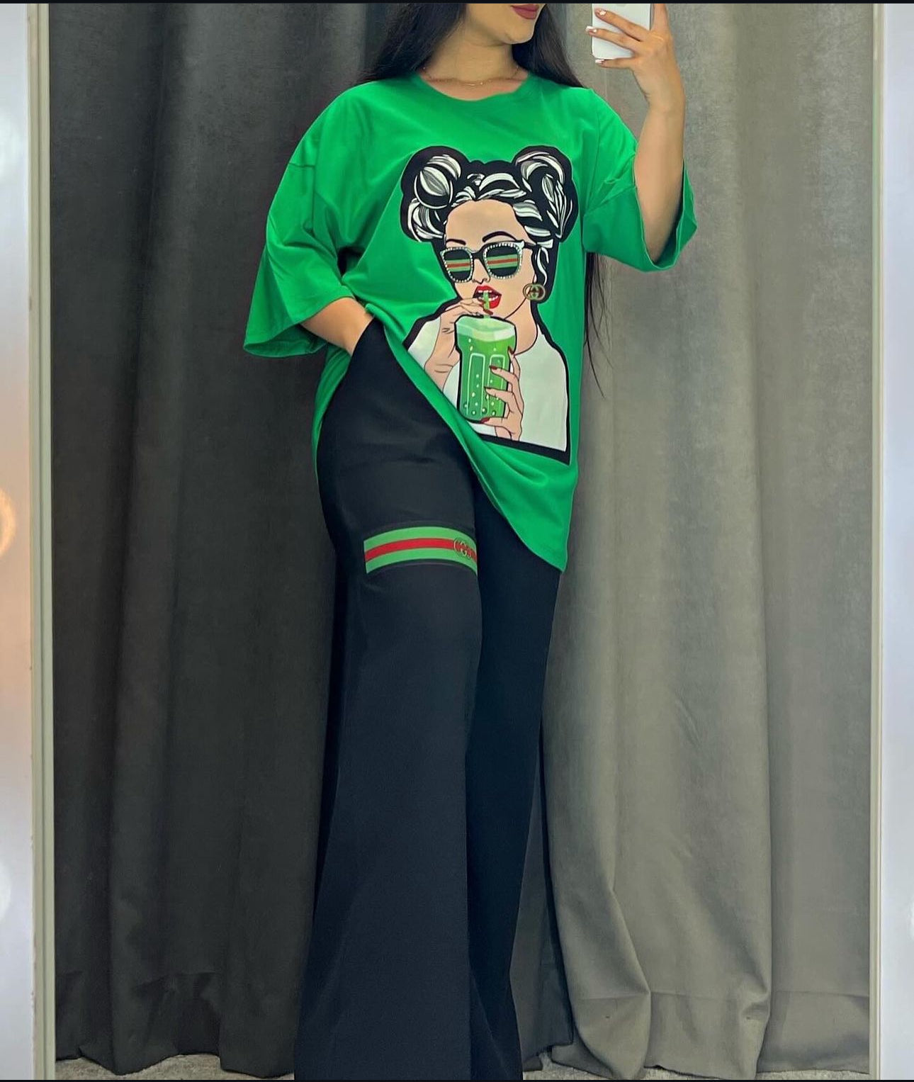 ZCC-15  Printed Drop-Shoulder Tee Trousers